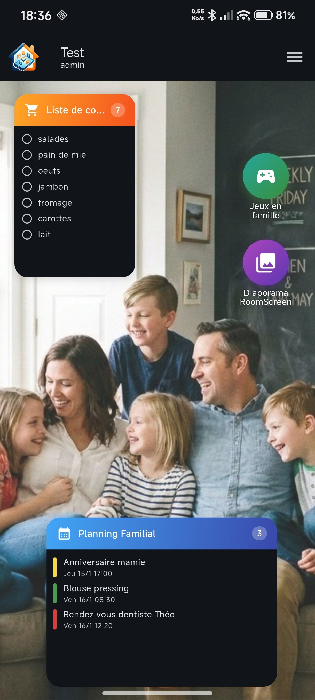 HomeFrame sur smartphone