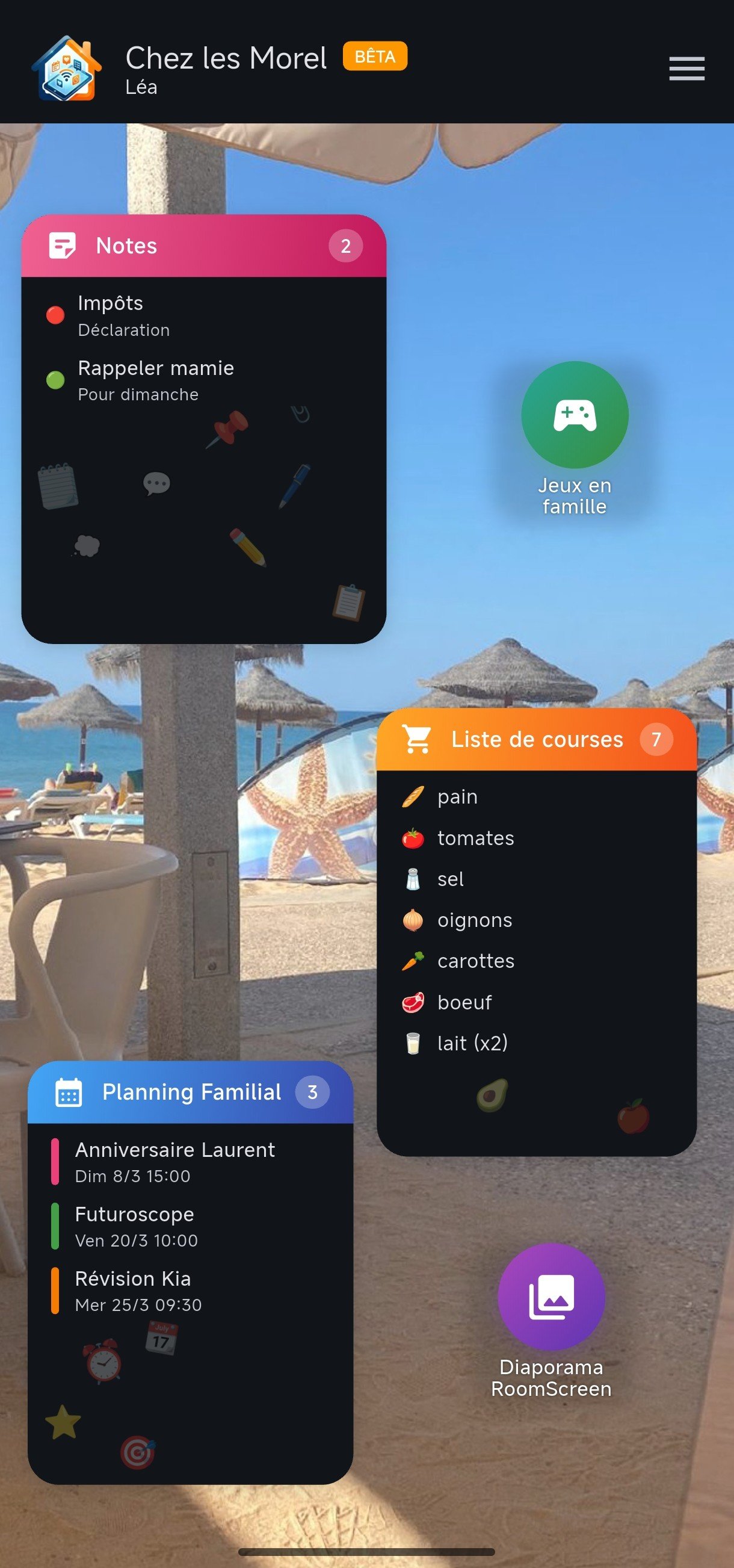 HomeFrame sur smartphone (version précédente)