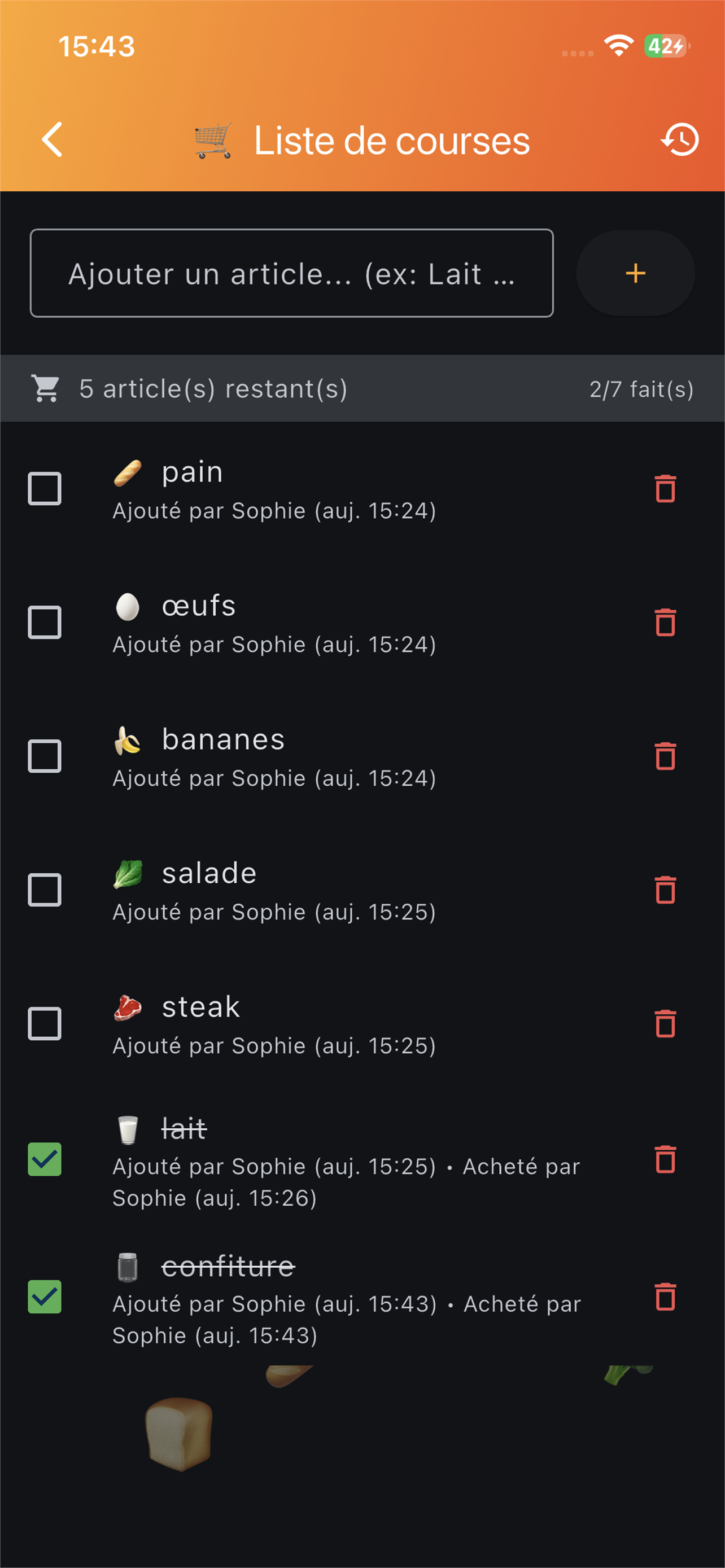 Liste de courses